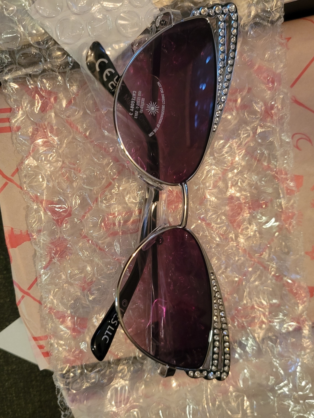 Wicked Aldo Silver Frame Cat Eye Sunglasses with Purple Lenses